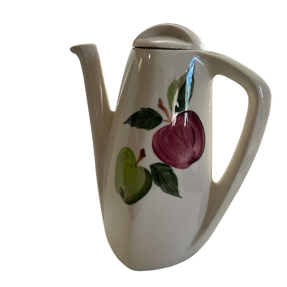 Winfield Pottery Coffee Tea Pot with Lid Mid Modern Century Apple Handpaintd